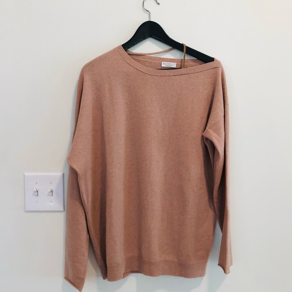 Brunello Cucinelli Cashmere Monili Off Shoulder Sweater